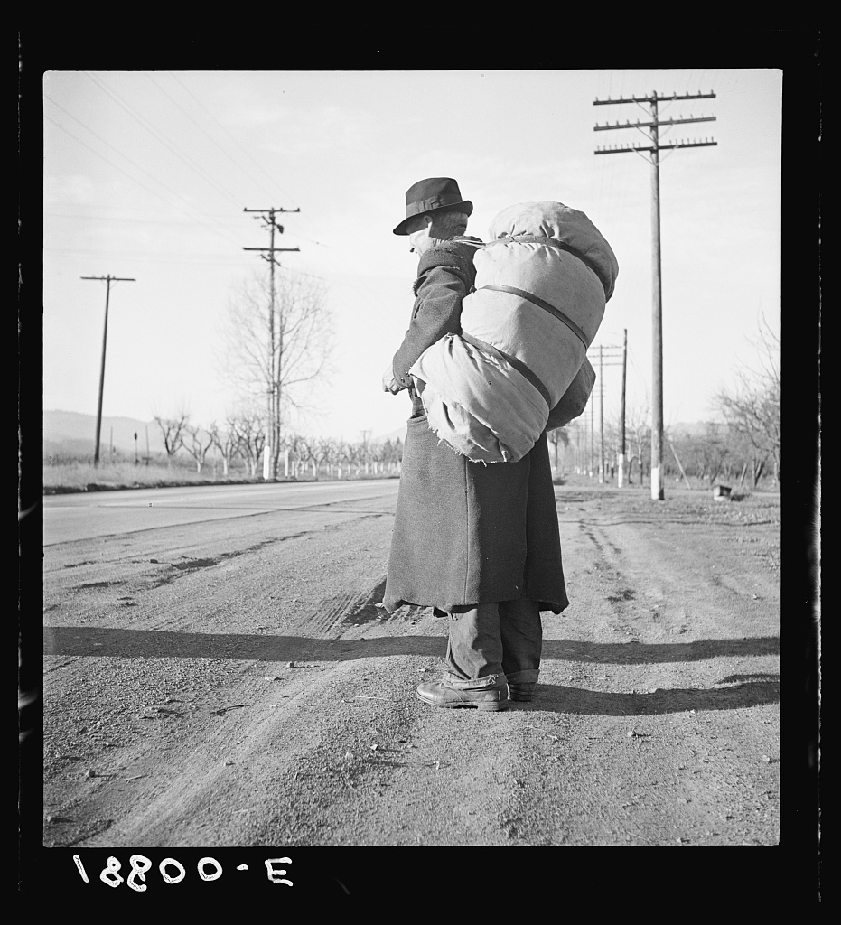 Dorothea Lange portrait of a long-career bindle-stiff in Napa Valley, California, 1938