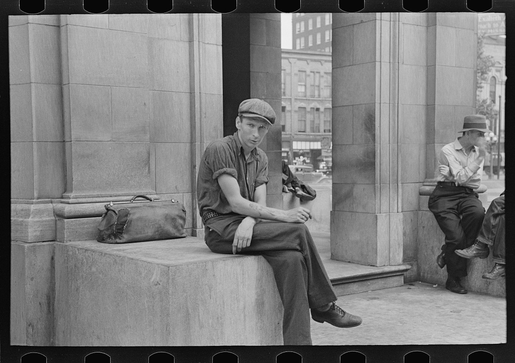 Transient in the Gateway District, Minneapolis, Minnesota. Harvest worker