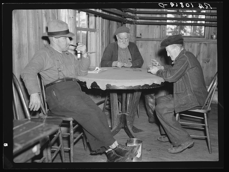 Residents of a state transient camp at Hagerman Lake, Michigan