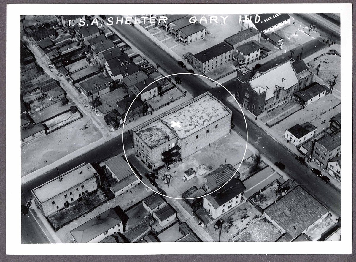 Aerial photograph of the T.S.A. Shelter in Gary, Indiana